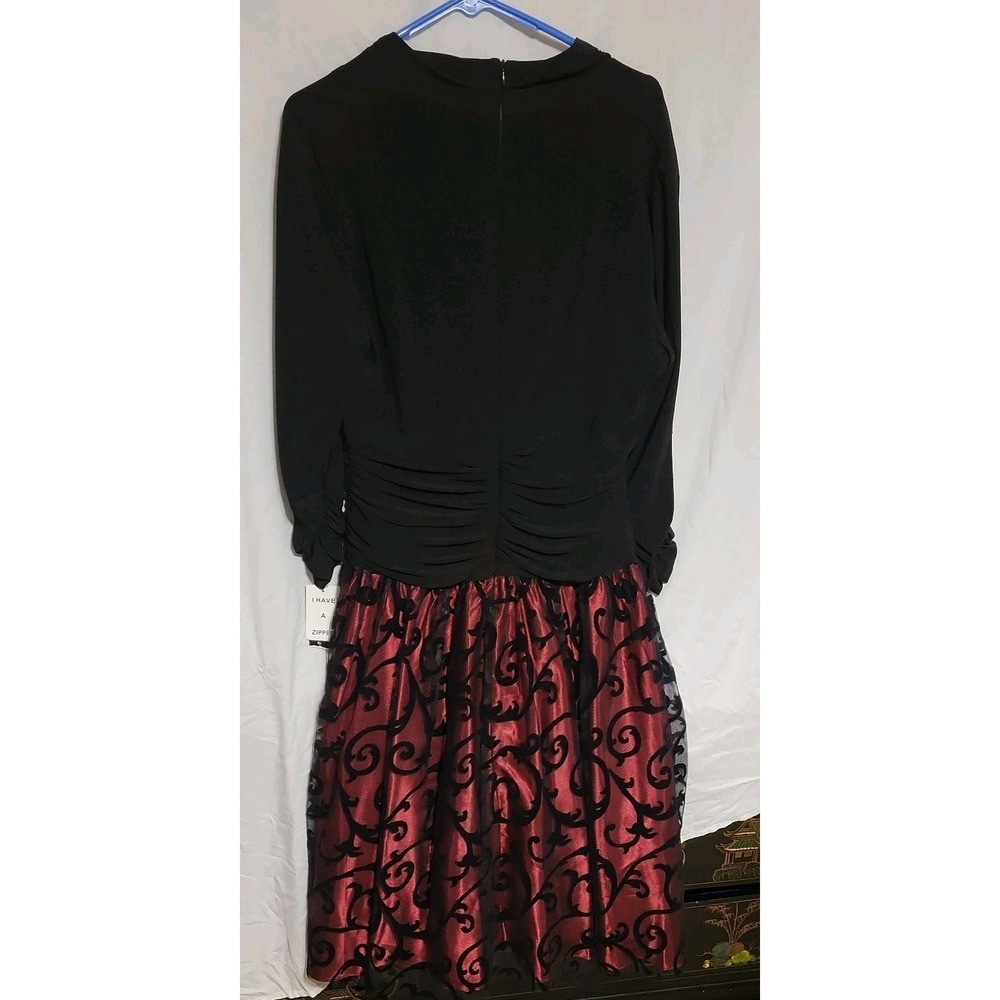 VINTAGE S&L FASHIONs Dress J Lace Floral Mother of Bride Sz 16 black red S.l. - Picture 2 of 2